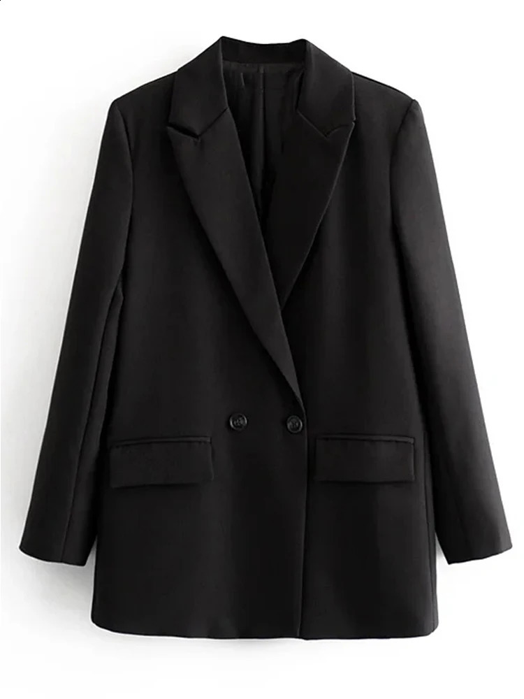 TRAF Womens Black Michelin Color Card Blue Grey Coat Fashion Office Clothing Jacket 240827