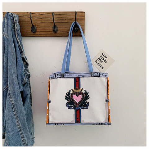 Women Tote Bag Environmental Reusable Shopping Bag Good Quality Printing Canvas Fabric Bag Girl Shoulder Large Capacity Bag