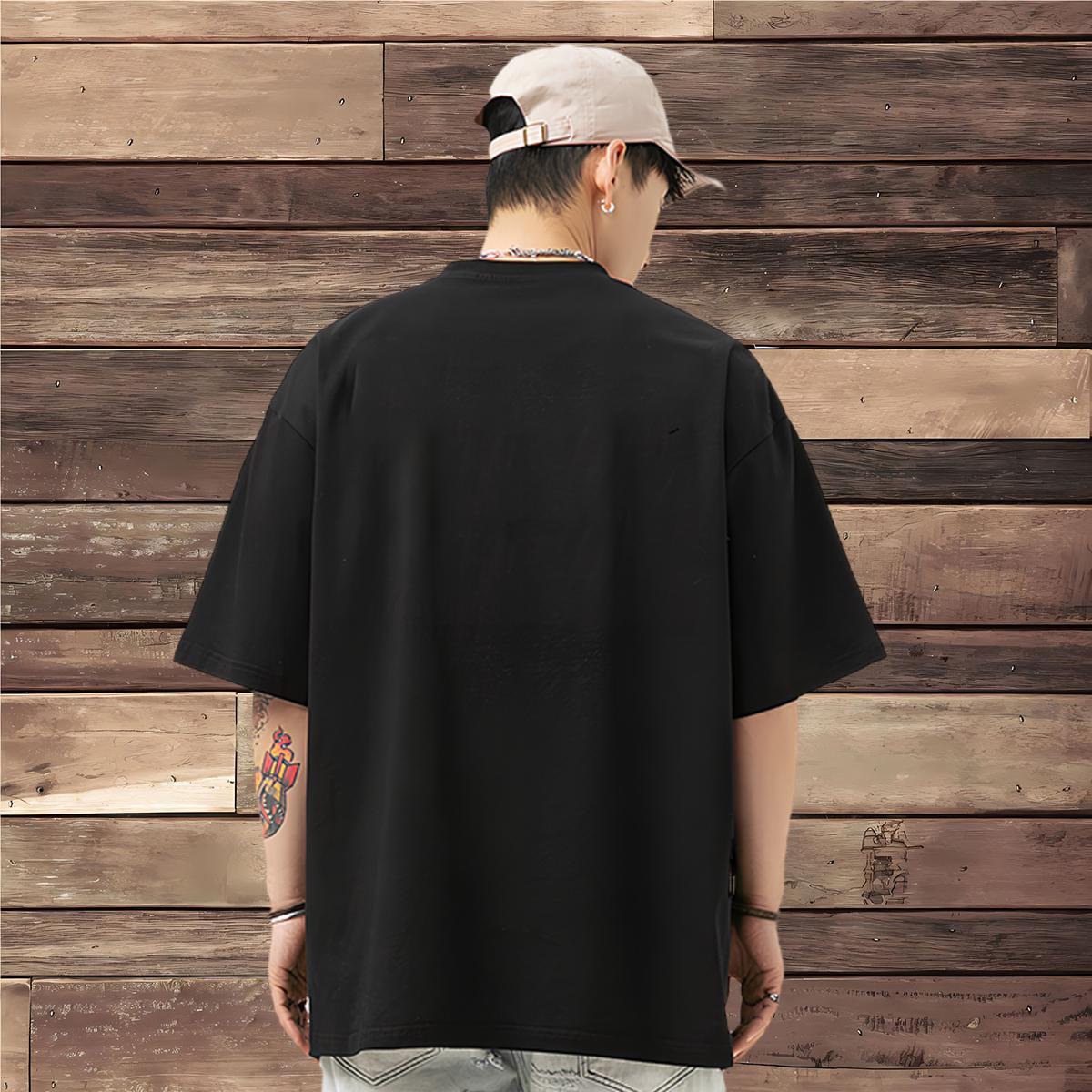 2024 DIY Men T Shirts 230g 100% Cotton Hip Hop Street Tee Shirt Breathable Crew Neck Brand Men Tops Tees Plus Size Cartoon