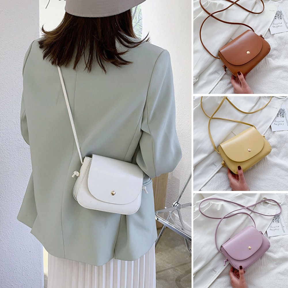 Fashion Women PU Leather Shoulder Bag Female Simple Pure Color Crossbody Bags Casual Small Purse
