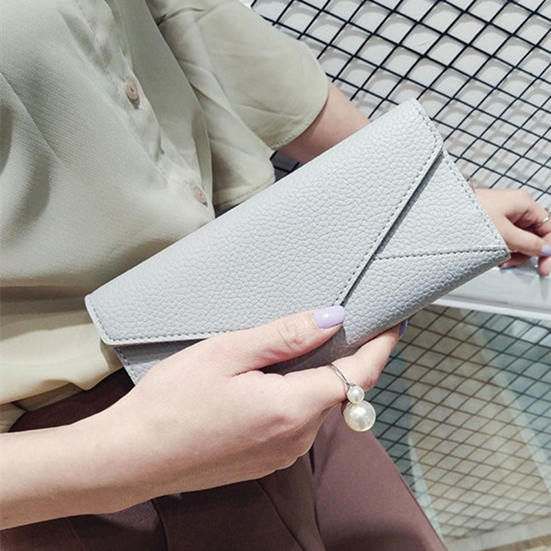 New PU Leather Women Long Wallets Exquisite Multi-Card Holder Purse Black Female Money Bag Fashion Ladies Envelope Coin Purse