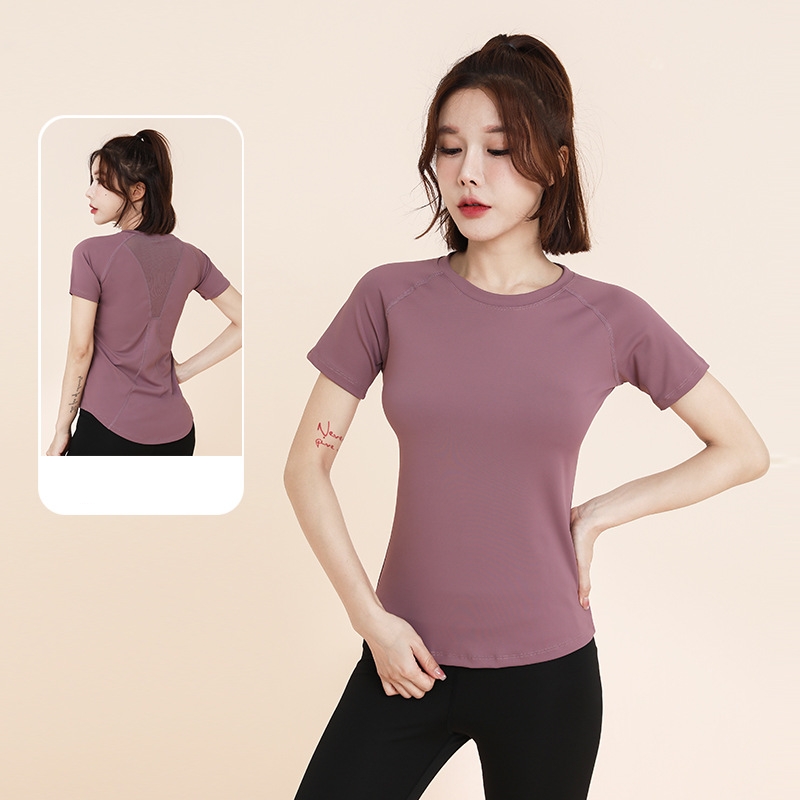 Sports top women's summer loose running fitness short sleeve T-shirt advanced sense Pilates training yoga dress smock