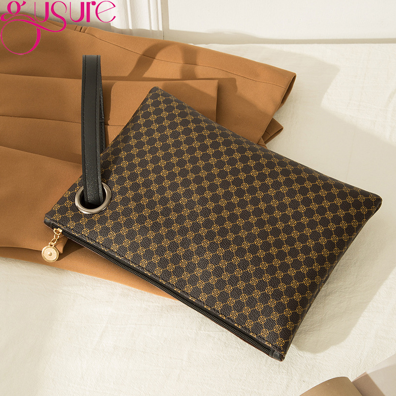 Gusure Fashion Trend Women Clutch PU Leather Pattern Envelope Bag Wristlet Bags Female Casual Large Capacity Handbags Day Pouch