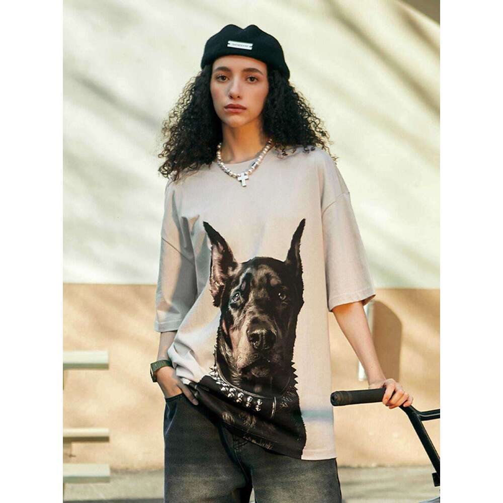 2025S Fashion Designer T Shirt Mens Oversized Doberman Graphic Tees Shirt Casual Summer Tops Streetwear Aesthetic T Shirt Unisex Tshirt Clothes Short 
