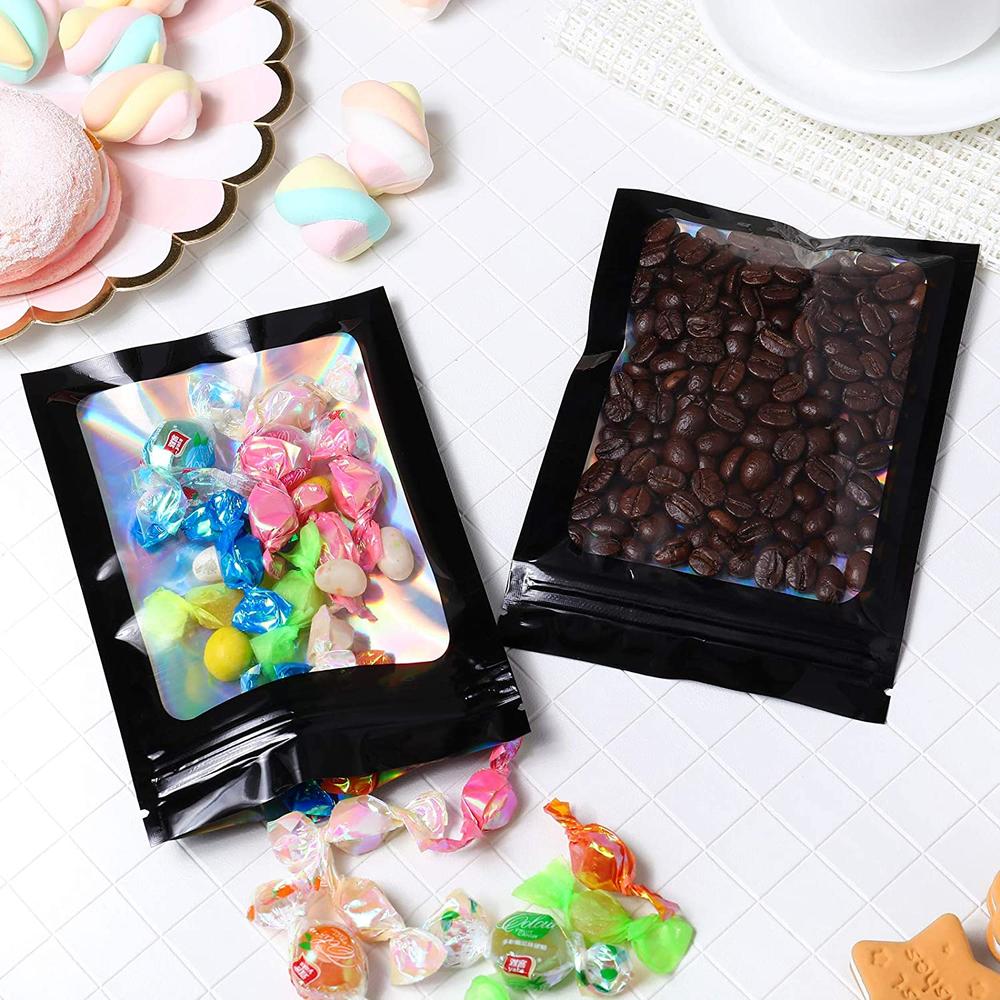 100PCS Laser Thicken Plastic Aluminum Foil Ziper Lock Packaging Bag Resealable Jewelry Necklace Bracelet Storage Pouch Food Bag