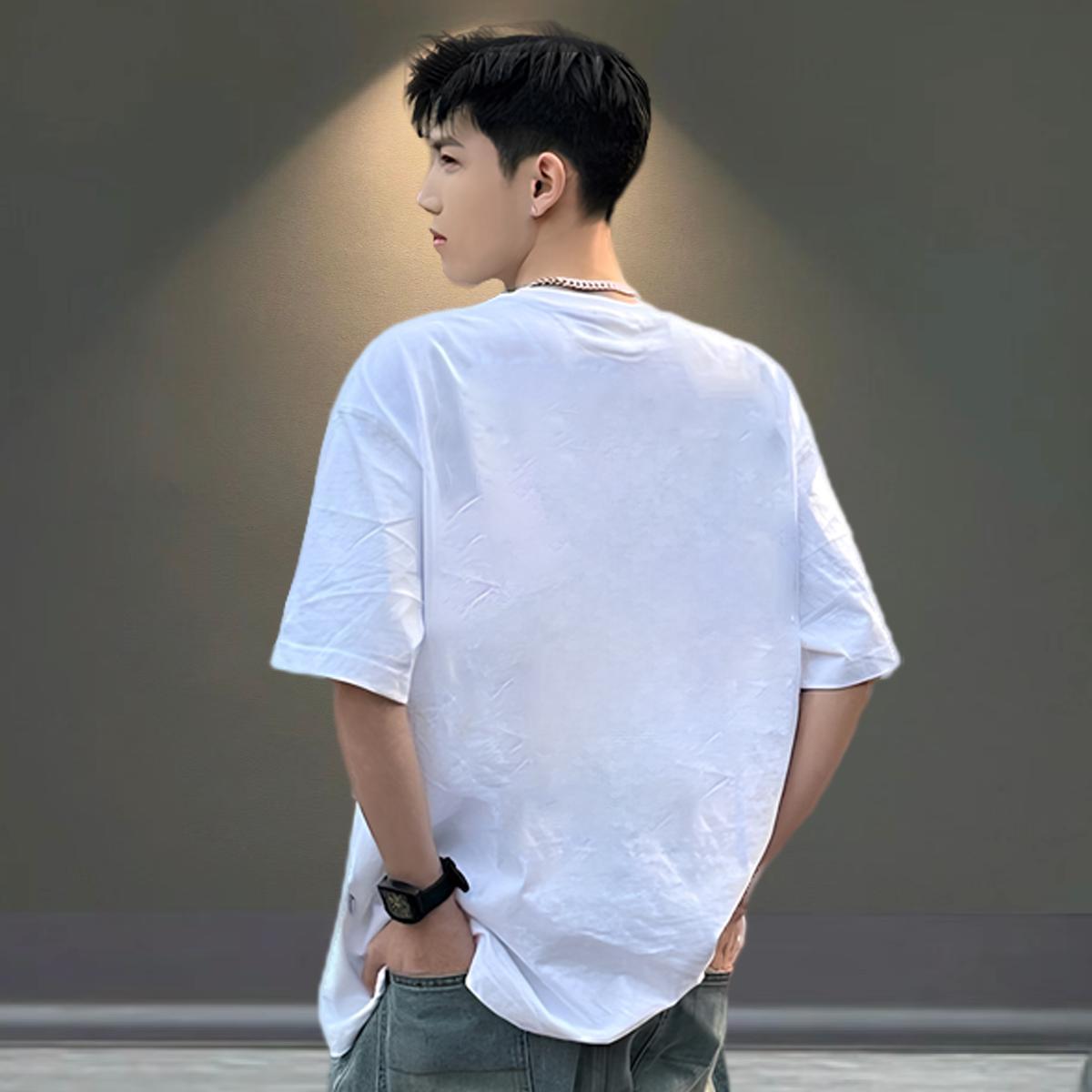 Fashion Mens Tshirts letter Summer Casual 100% Cotton 230g Tee Shirt Short Sleeve Soft Loose T Shirt For Man Oversized