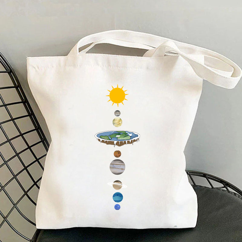 8 Planets Print Canvas Bag Large Capacity Tote Bag Women Handbag Reusable Shopping Casual Fashion Foldable Bag