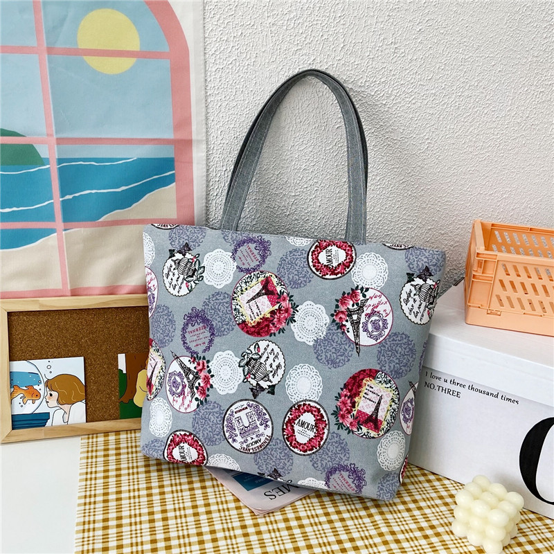 Fashion Folding Women Big Size Handbag Tote Ladies Casual Flower Printing Canvas Graffiti Shoulder Bag Beach Bolsa Feminina