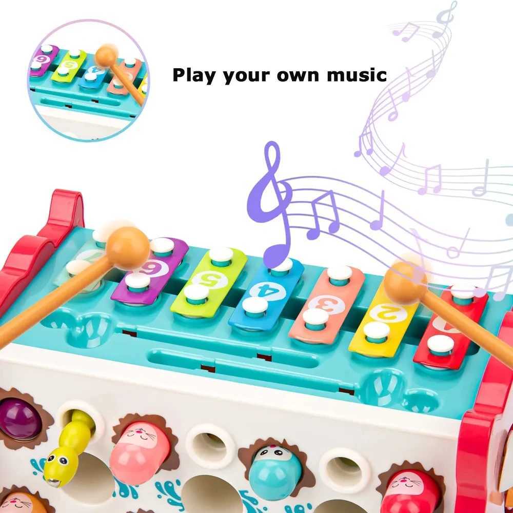 New Baby Montessori Toys Magnetic Fishing Owl Cube Learning Educational Clock Hammer Game with Music Puzzle for Kids Gift Y240801