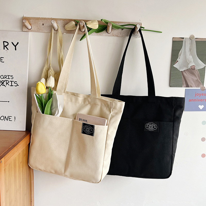 Canvas Bags for Women Shoulder Bag Teenager Girl Schoolbag Large Capacity Handbag Eco Reusable Grocery Tote Shopping Bags Bolsas