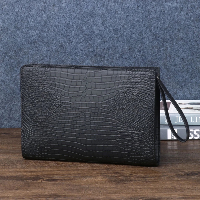 Quality Mens High Clutch genuine leather high-capacity cowhide bag 240802