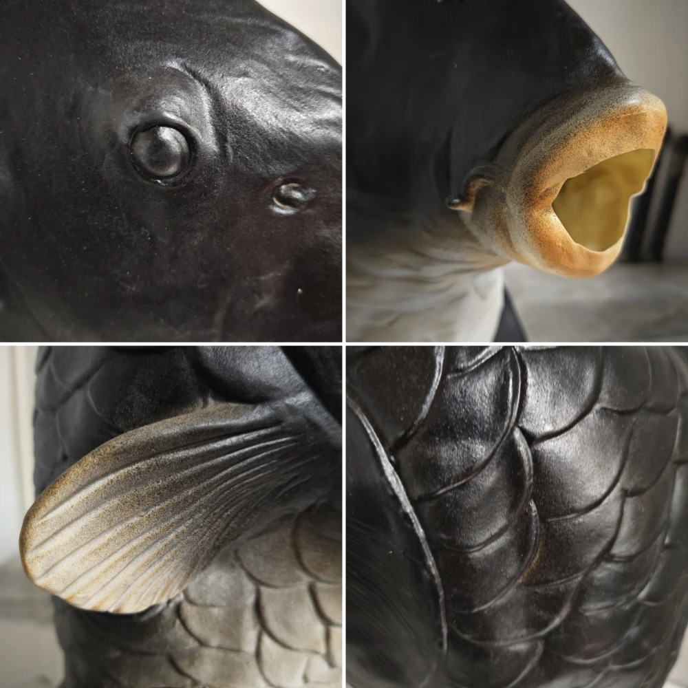 Fish Head Mask Funny Animal Black Carp Mask For Halloween Birthday Party Animal Cosplay Head Cover Prank Prop Fish Latex Masks 240802