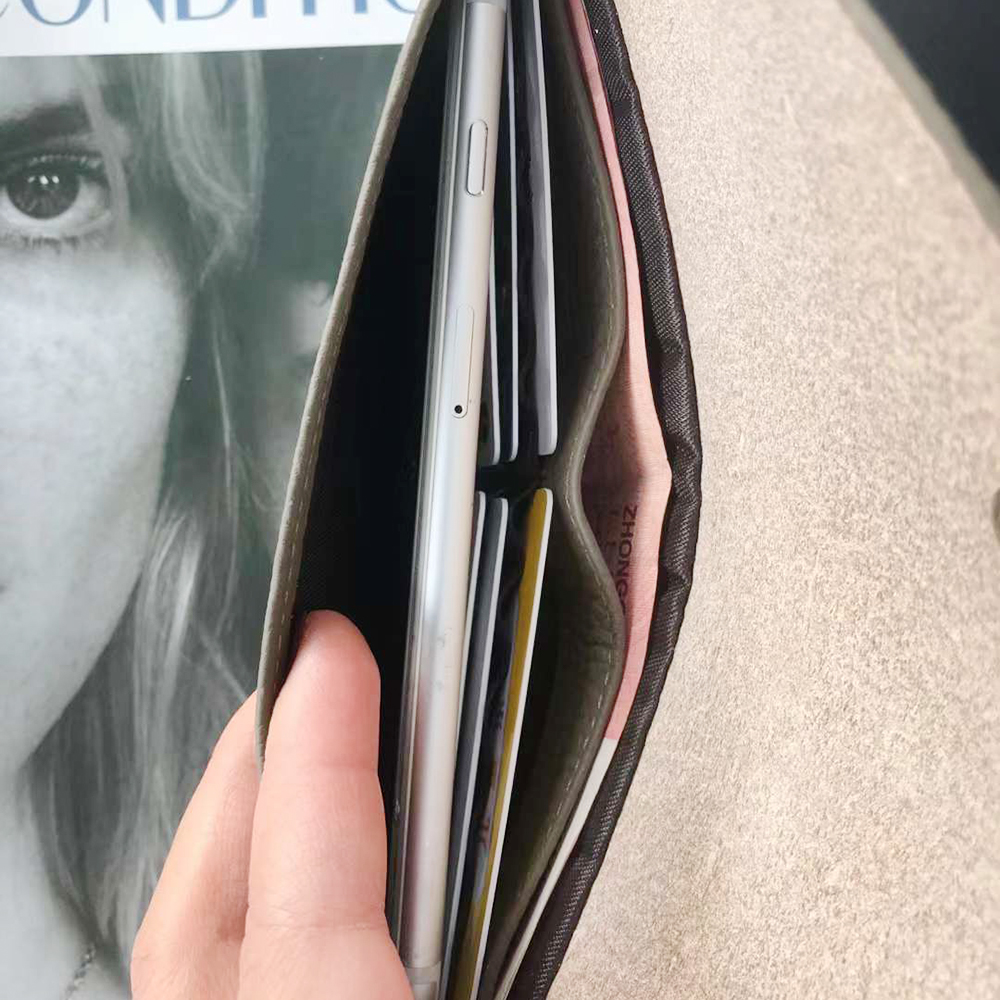Genuine Leather Women Long Wallet Fashion Luxury Cowhide Slim Envelope Clutch Bag Daily Solid Female Card Holder Phone Purse