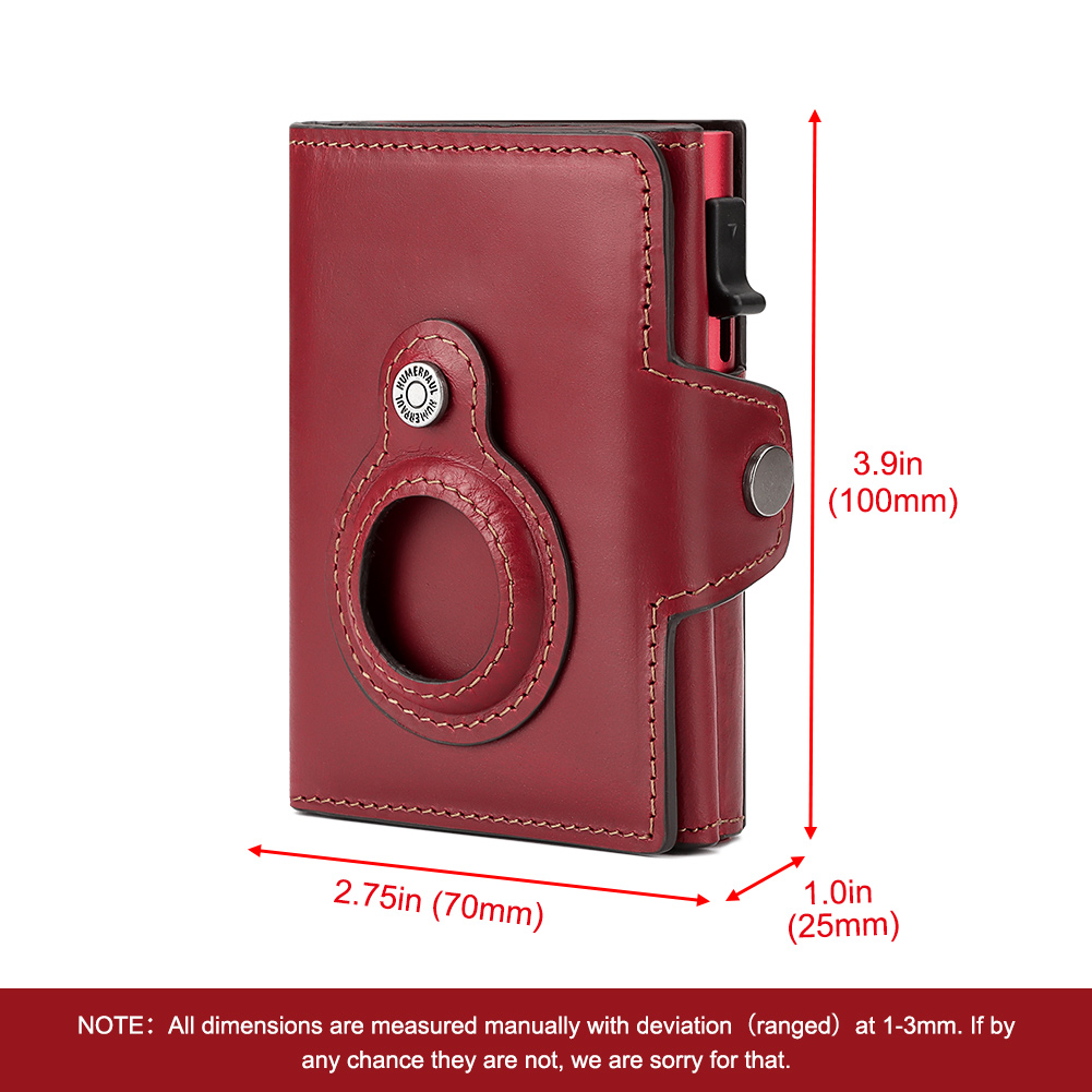 New Anti-lost AirTag Card Holder Automatic RFID Blocking Credit Card Case Genuine Leather Travel Women's Wallet with Money Clip
