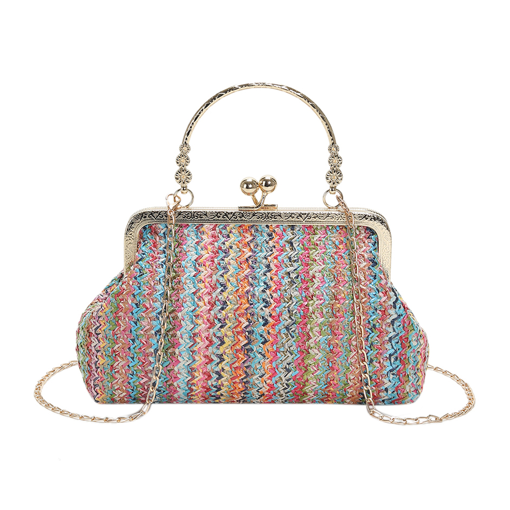Women Fashion Crossbody Bag Colourful Ladies Hobo Bag Straw Girl High-quality Large Bag Casual Hasp for Summer Beach Vacation