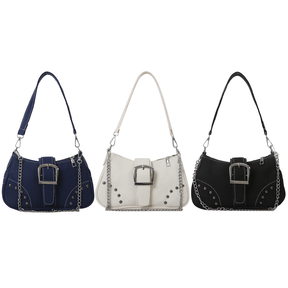 Women Fashion Underarm Bag Y2K Luxury Shoulder Bags Canvas Cool Underarm Bag Zipper Closure Versatile Dating Bag