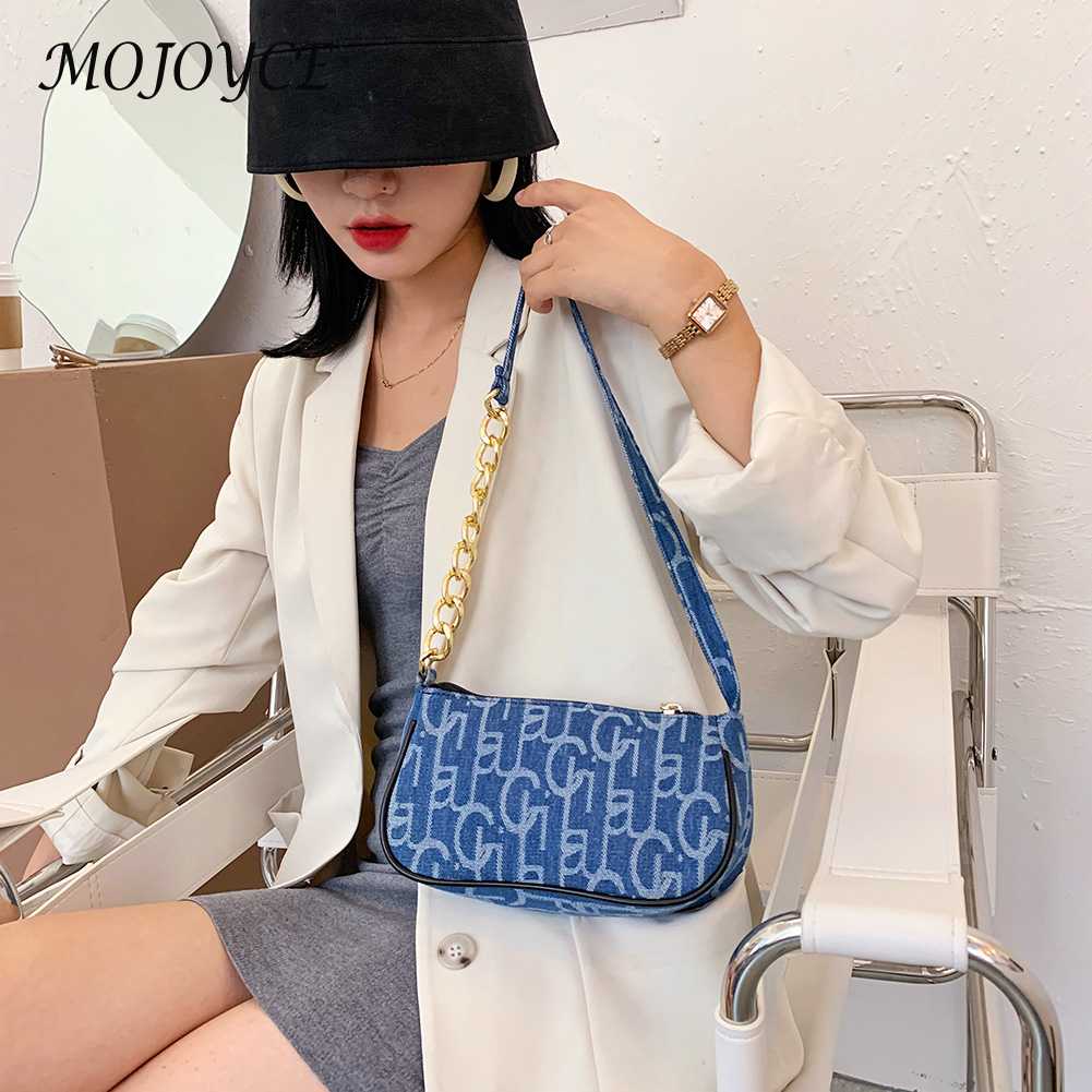Vintage Denim Underarm Bag Ladies Fashion Simple Generous Single Shoulder Bag Casual And Versatile Daily Travel Tote For Women