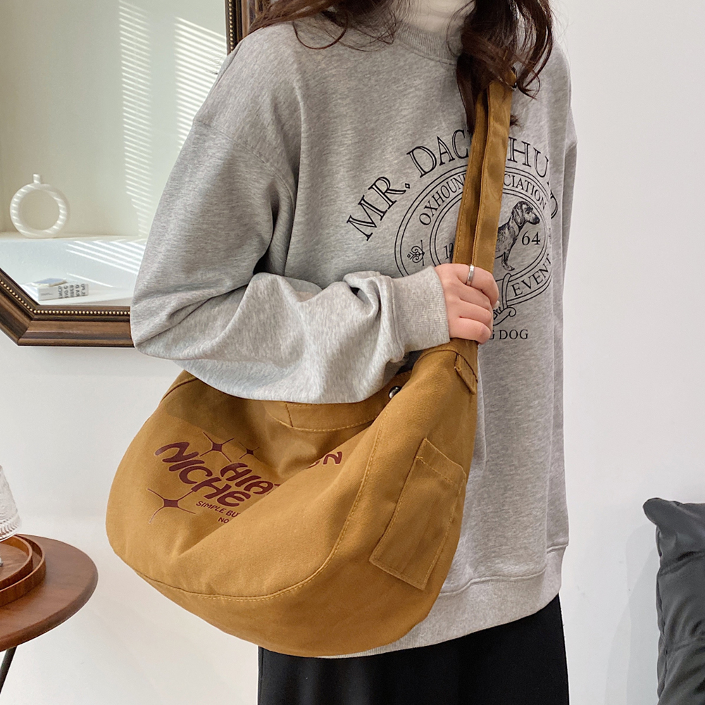 Shoulder Bag for Women Canvas Solid Color Messenger Bag Fashion Letter Printed Tote Bag Casual Large Capacity Crossbody Bag