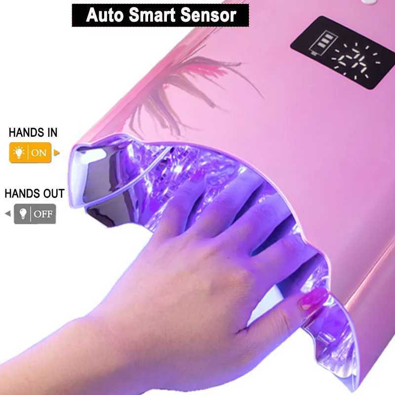 Cordless Rechargeable UV Nail Lamp Shinny Pink lamparas UV inalambricas para unas de gel UV Light for Gel Nails with Metal Base Y240801