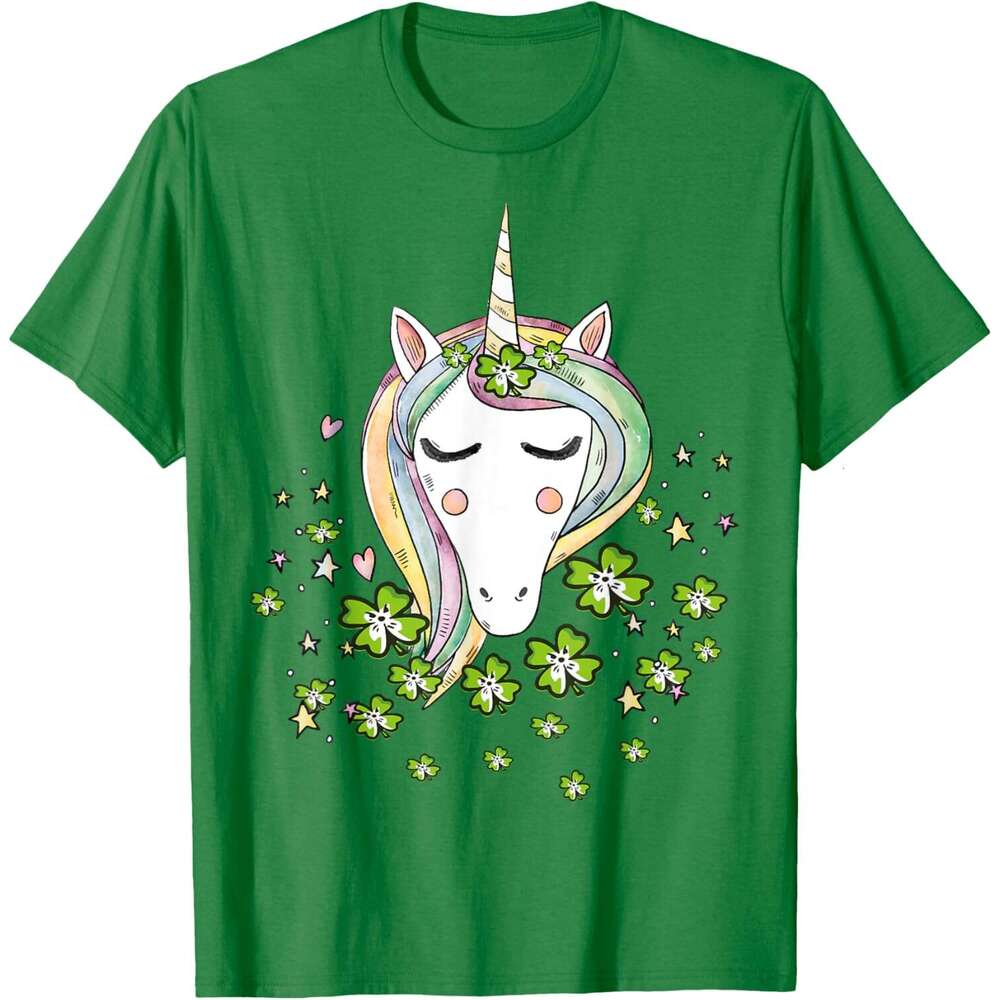 T shirt Mens St Patricks Day Shamrock Unicorn Girls Irish Cool Green Kids T-Shirt shirts tshirt graphic tee Casual tops summer clothes Short sleeve Fr