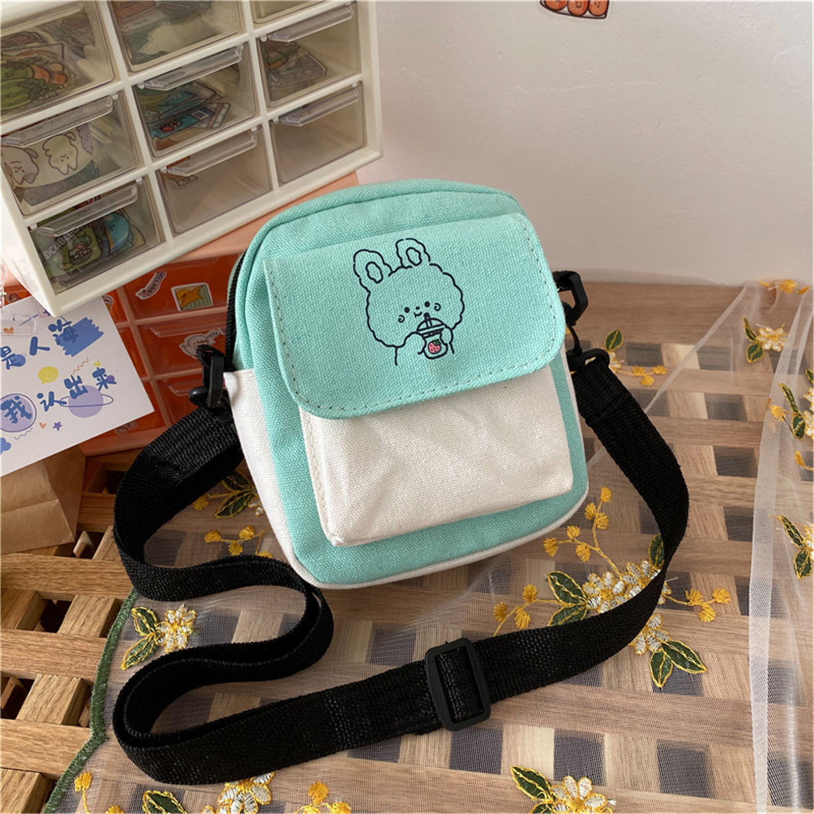 Canvas Shoulder Women's Bag Small Korean Fashion Messenger Crossbody Bag for Girl Students Cotton Cloth Female Handbags Bolsas