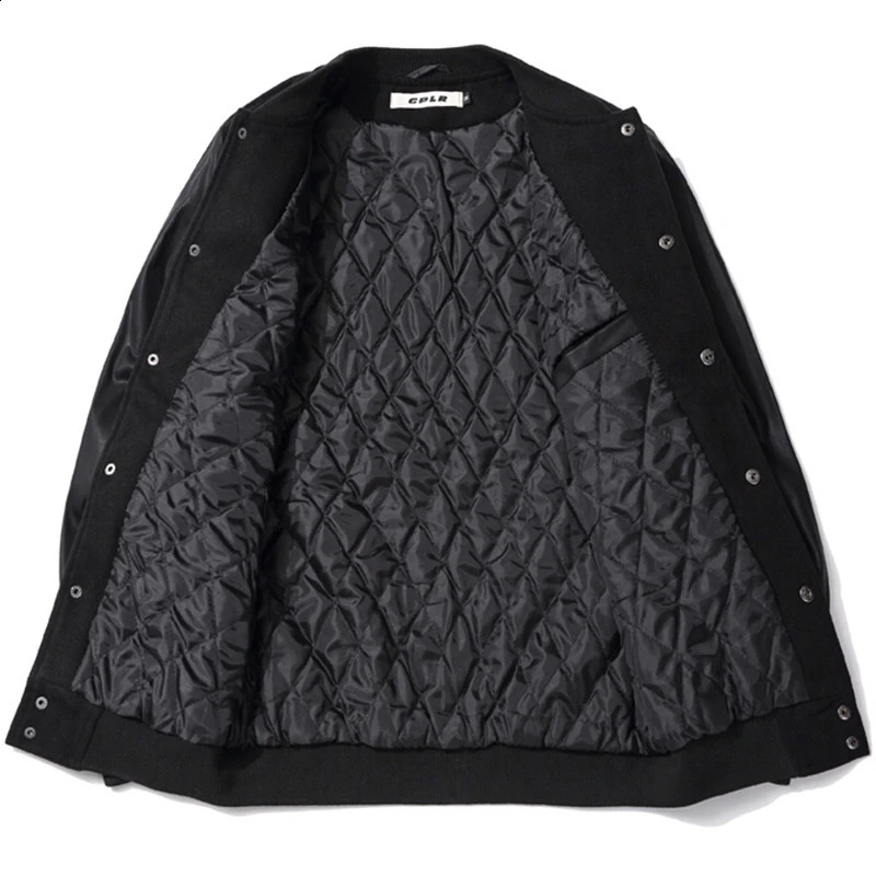 Spring Winter School Team Uniform Men Black Leather Sleeves Baseball Varsity Jacket College Letterman Coat Plus Size 5XL 6XL 240802