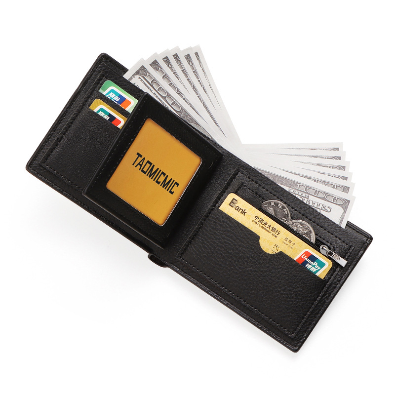 Simple Design Men Wallet Foldable Multicard Holder Short PU Leather ID Folder Package Business Purse Durable Convenient Male Bag