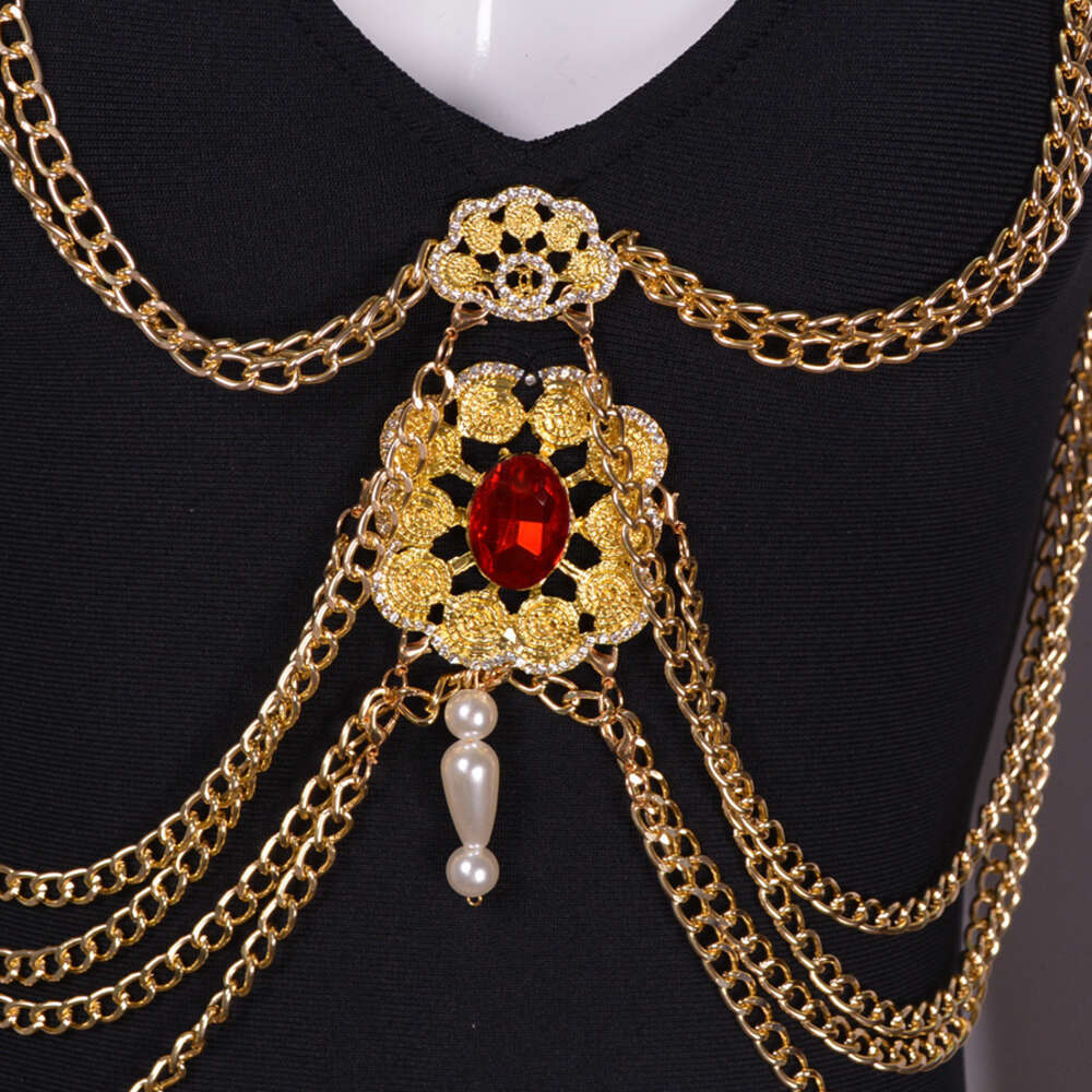 Womens Fashion chain decoration hip hugging slimming dress bandage dress long skirt