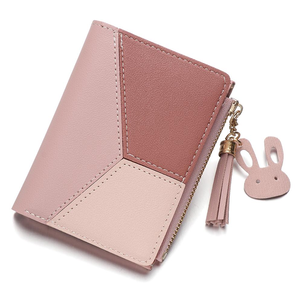 Women's Small Wallet: Popular Cute Tassel Design, Zipper Closure, PU Leather Panelled Mini Coin Purse for Ladies