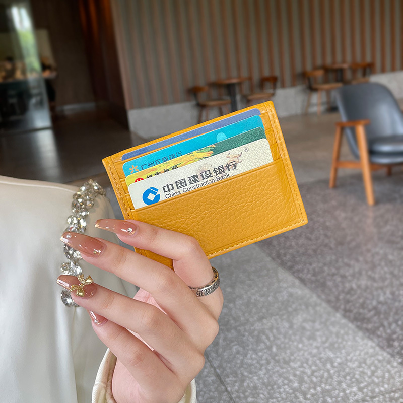 Custom Letters Dropshipping Genuine Leather Multi Slots Women Credi Card Holder Thin Large Capacity Men Bifold ID Holder Bag