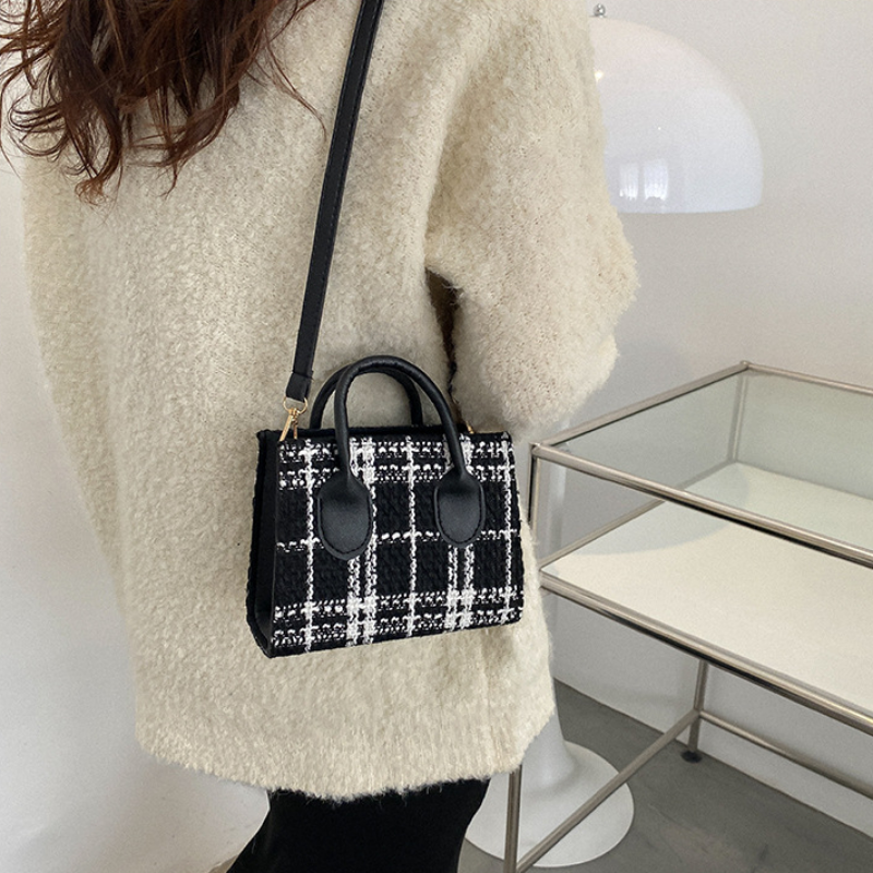 Women Mini Handbag Ladies Pouch Fashion Check Pattern Shoulder Bag Crossbody Messanger Bag Lightweight Simple Elegant Tote Bag