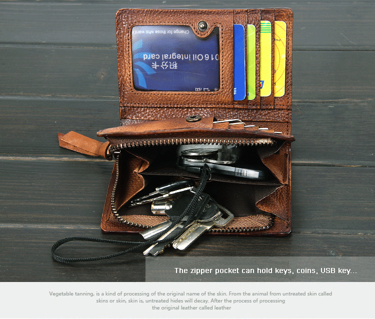 Fashion Vintage Genuine Leather Wallet men Wallet Leather men purse vertical short money bag male wallet coin Purse card holder