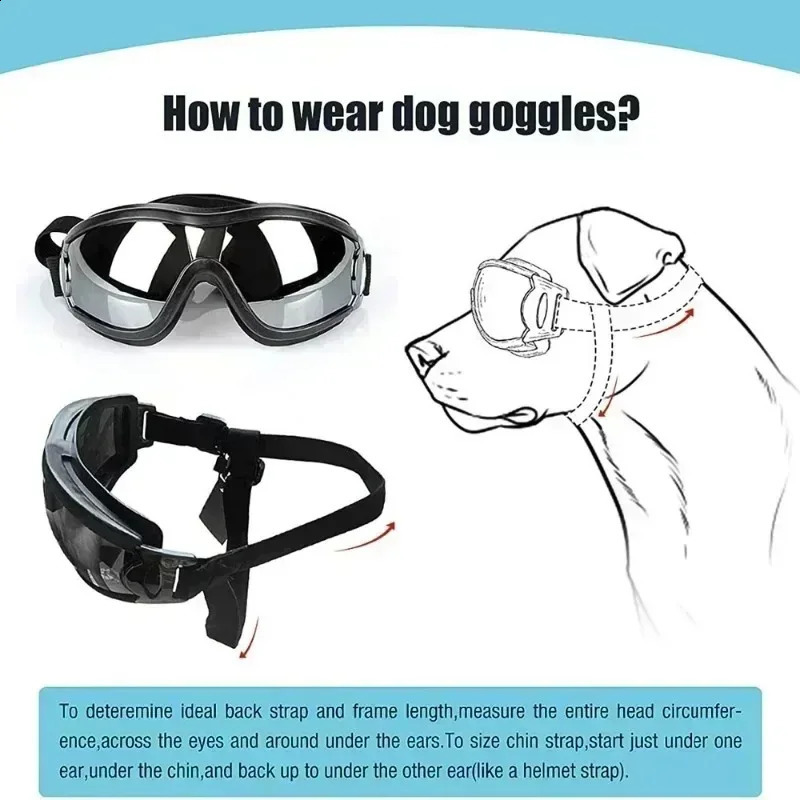 Dog Goggles Glasses Dog Sunglasse Eye-wear Pet Eye Protection Anti-UV Grooming Useful Pos Props Adjustable Dress Up Goggles i240801