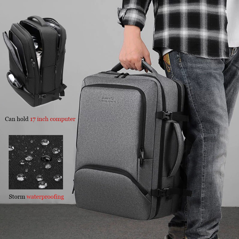 Schoolbag Men 17.3''Large Capacity Laptop Backpack USB Port Multi-functional Business Bags Outdoor Travel Bag Oxford Waterproof