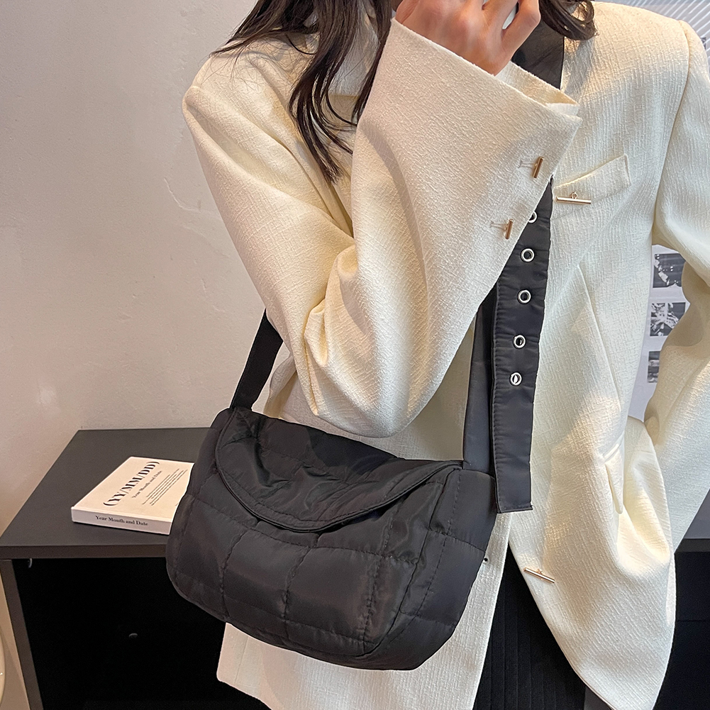 Women Fashion Quilted Down Handbags 2023 Autumn Winter New Crossbody Bags Girls Casual Tote Ladies Cotton Padded Shoulder Bag