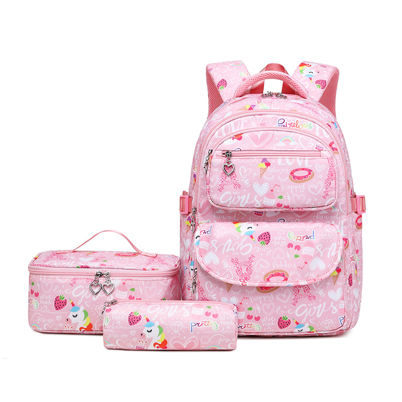 New School Backpacks Girls Star Children Backpack with Lunch Bag and Pencil Case Kids 3 in 1 Bookbags School Bag Set
