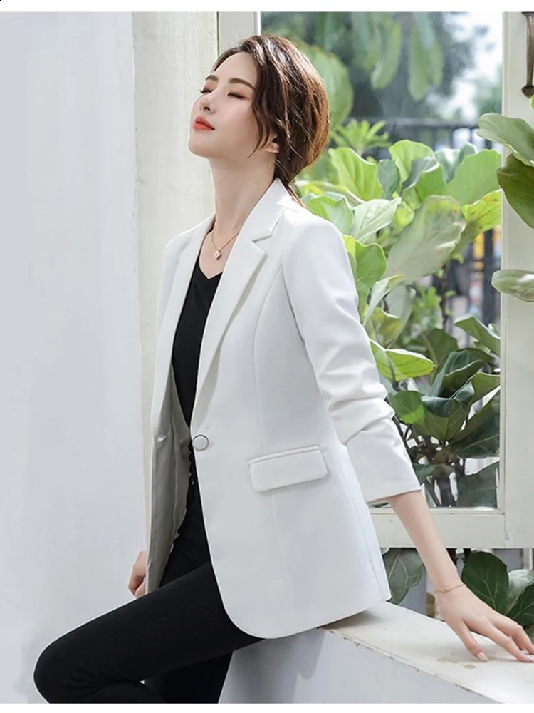 Chic Autumn Spring Blazer Womens Fashion Jacket Slim Fit Overwear Coat