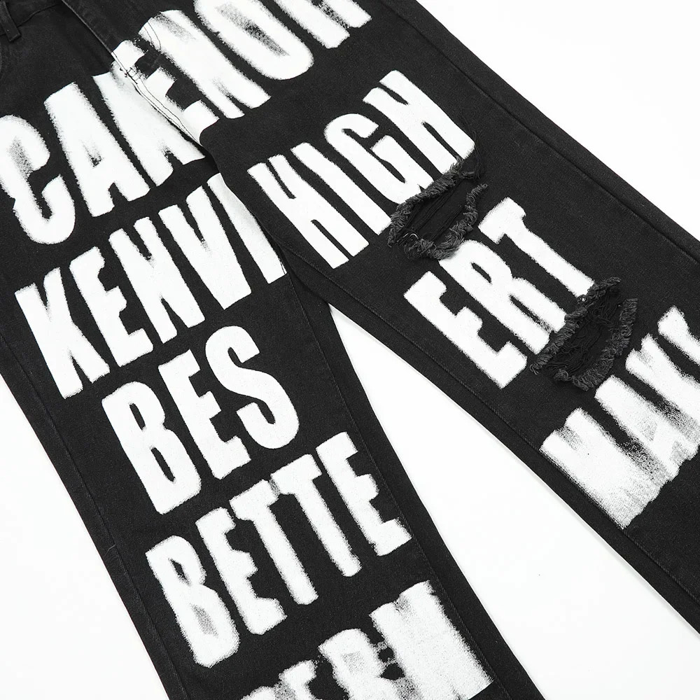 Y2k mens casual bag pants straight leg printed letter Pantalon Homme streetwear Ropa Hombre Trouser youthful vitality 240829