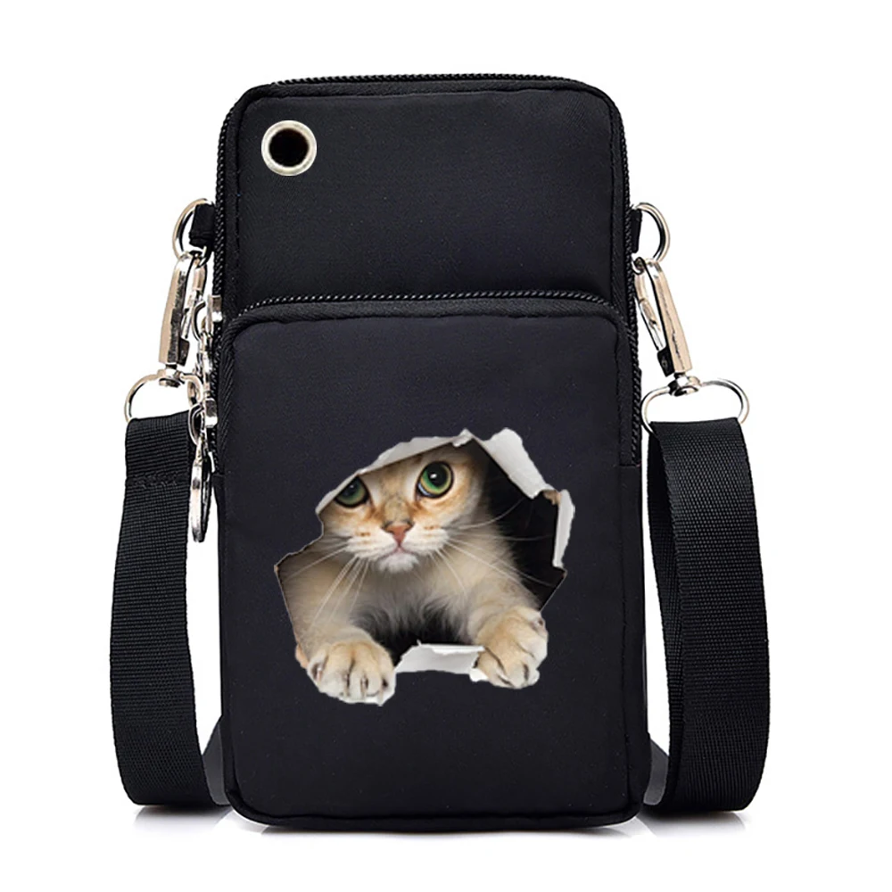 Cute Cat Graphics Small Crossbody Bags Women Harajuku Animal Mini Mobile Phone Bag Teen Messenger Bag Women Purses and Handbags