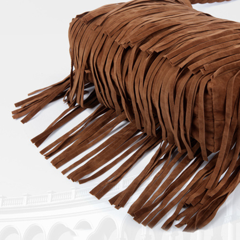 2023 New Women's Fringed Leather Shoulder Bag with Knitting Strap Soft Ethnic Style PU Messenger Bag Solid Color Tassels Handbag