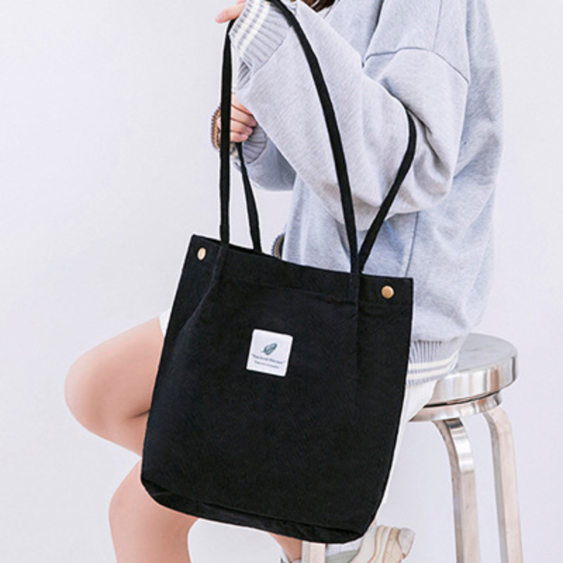 New Corduroy Shoulder Bag for Women Cotton Cloth Versatile Handbag Solid Color Eco Shopping bag Ladies Reusable Totes Bags