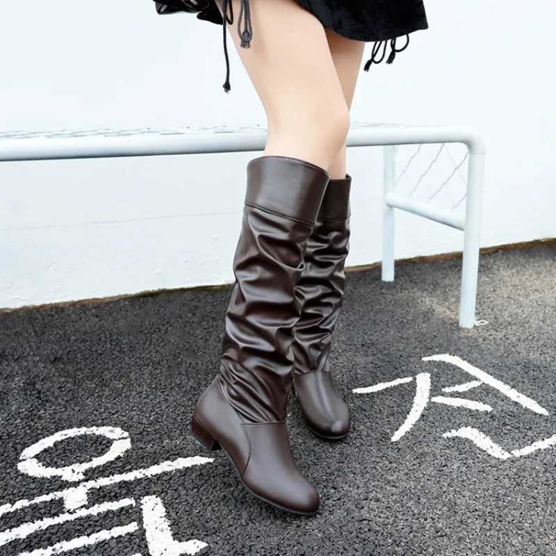 High Quality Autumn and winter new knee high boots warm designer high heels black high boots warm leather boots size 35-43 Botas De Mujer T241206