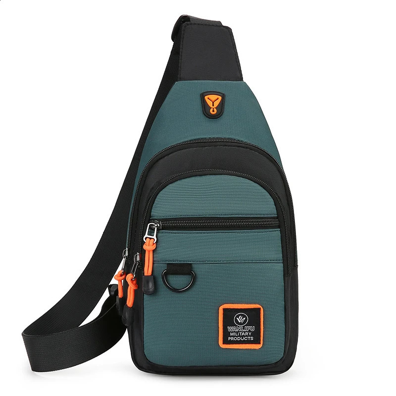 Casual mens chest bag nylon shoulder running bike with sling outdoor sports cross body travel phone 240802