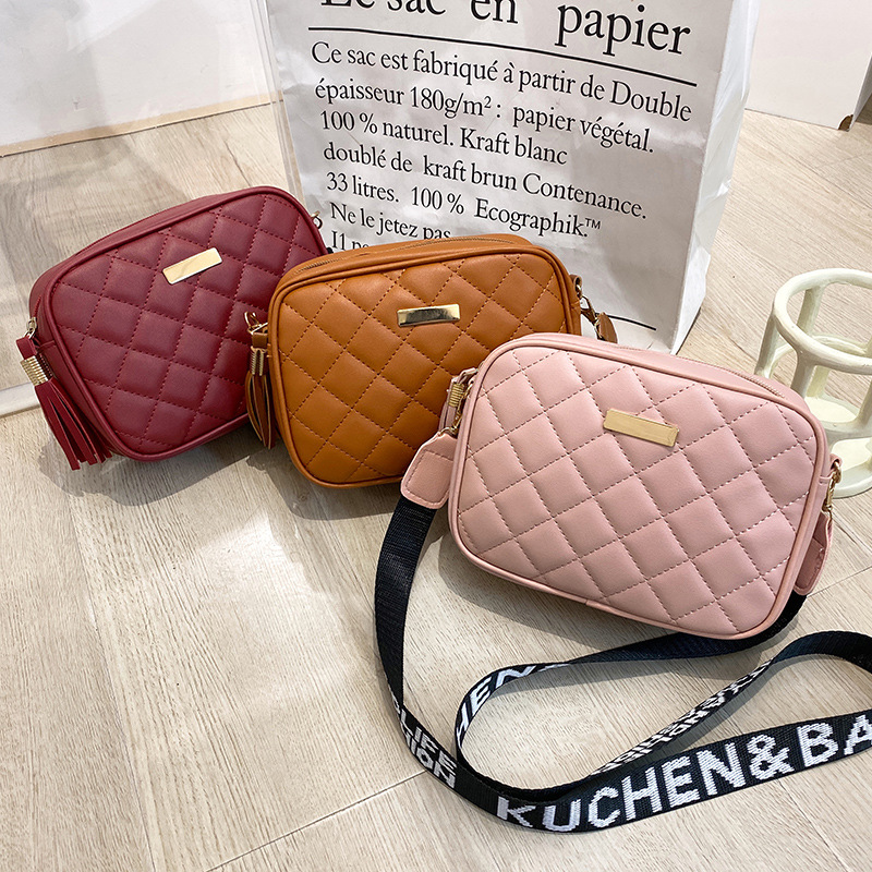 Rhombic Small Square Bag 2022 New Popular Shoulder Bag Women Solid Color PU Leather Mini Zipper Handbags Female Crossbody Bag