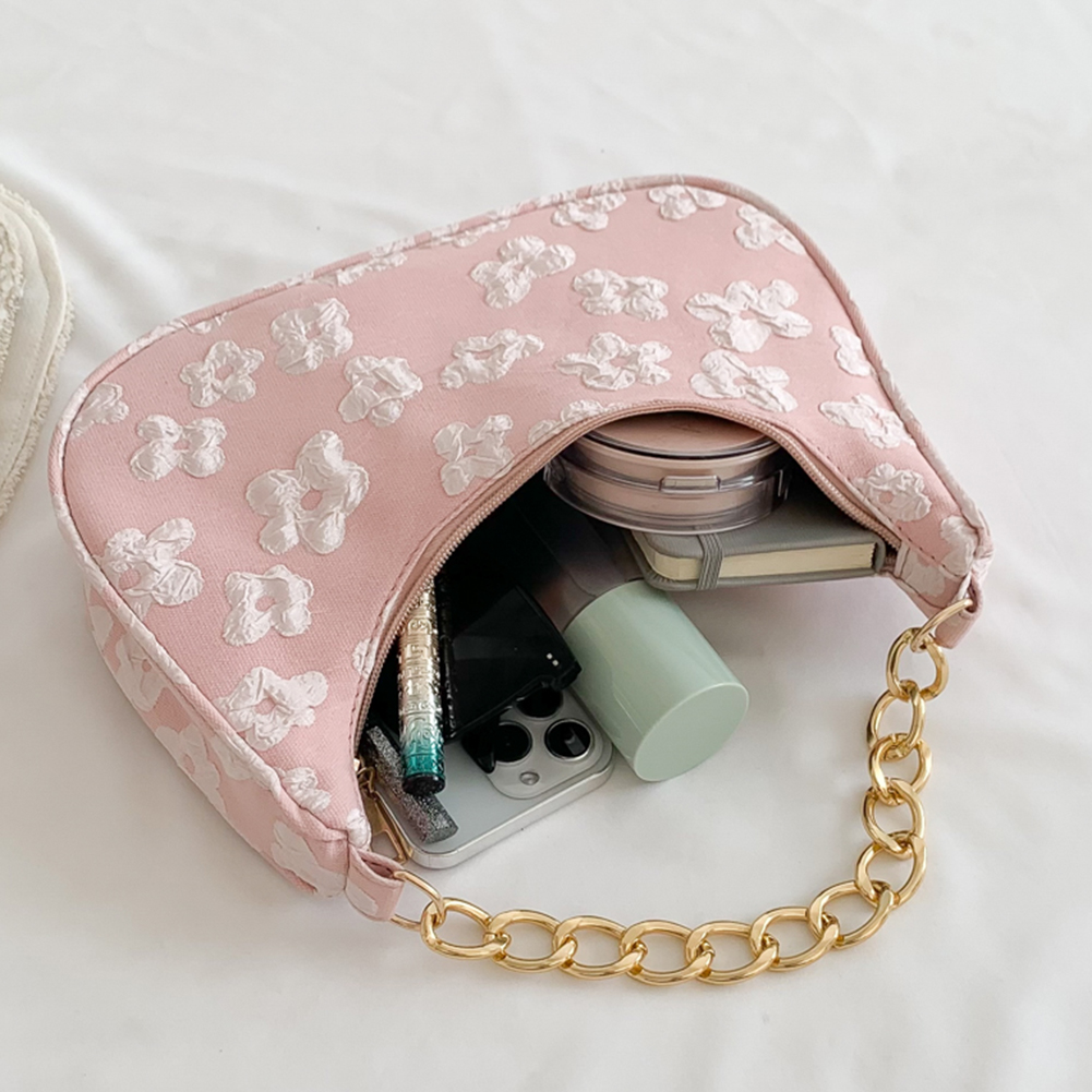 Ladies Handbags Fashion Casual Elegant Simple Women Shoulder Bag Flower Print Chain Cute Clutch Purse Female Armpit Bag