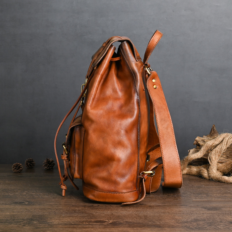 Black Backpacks: Backpack Men, Genuine Cowhide Leather Laptop Bag, Anti-theft Vintage Design, Ideal For Daily Use New Free Delivery Designer Bag