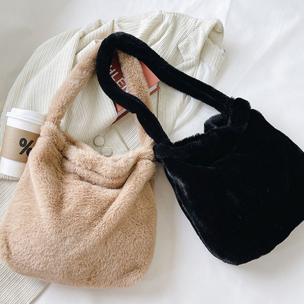 Herald Faux Fur Women Shoulder Bag Leopard Print Soft Plush Female Crossbody Messenger Purse Large Winter Fluffy Lady Handbag
