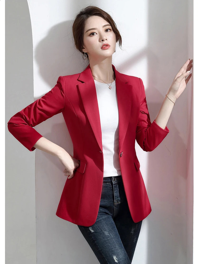Chic Autumn Spring Blazer Womens Fashion Jacket Slim Fit Overwear Coat