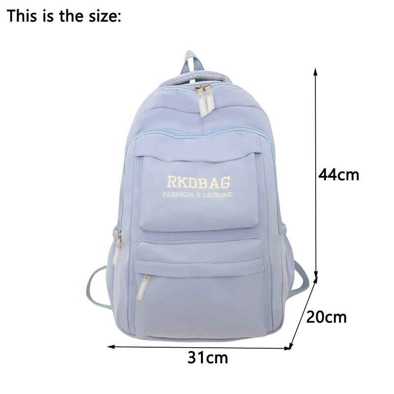 High Capacity Solid Color Waterproof Nylon Women Backpack Female Fashion Travel Bag Teenage Girl Preppy Schoolbag Kawaii Bookbag