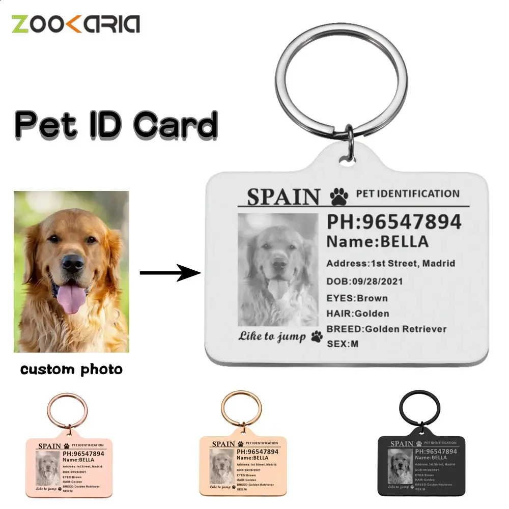 Personalized Dog ID Tag Custom Pet ID Card Identification Anti-lost Dog Cat Information Collar Stainless Steel for Puppy Plate 240801